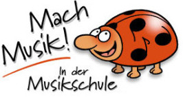  Logo Marienkäfer mit Aufschrift "Mach Musik! in der Musikschule" - das Bild wird durch klicken vergrößert 
